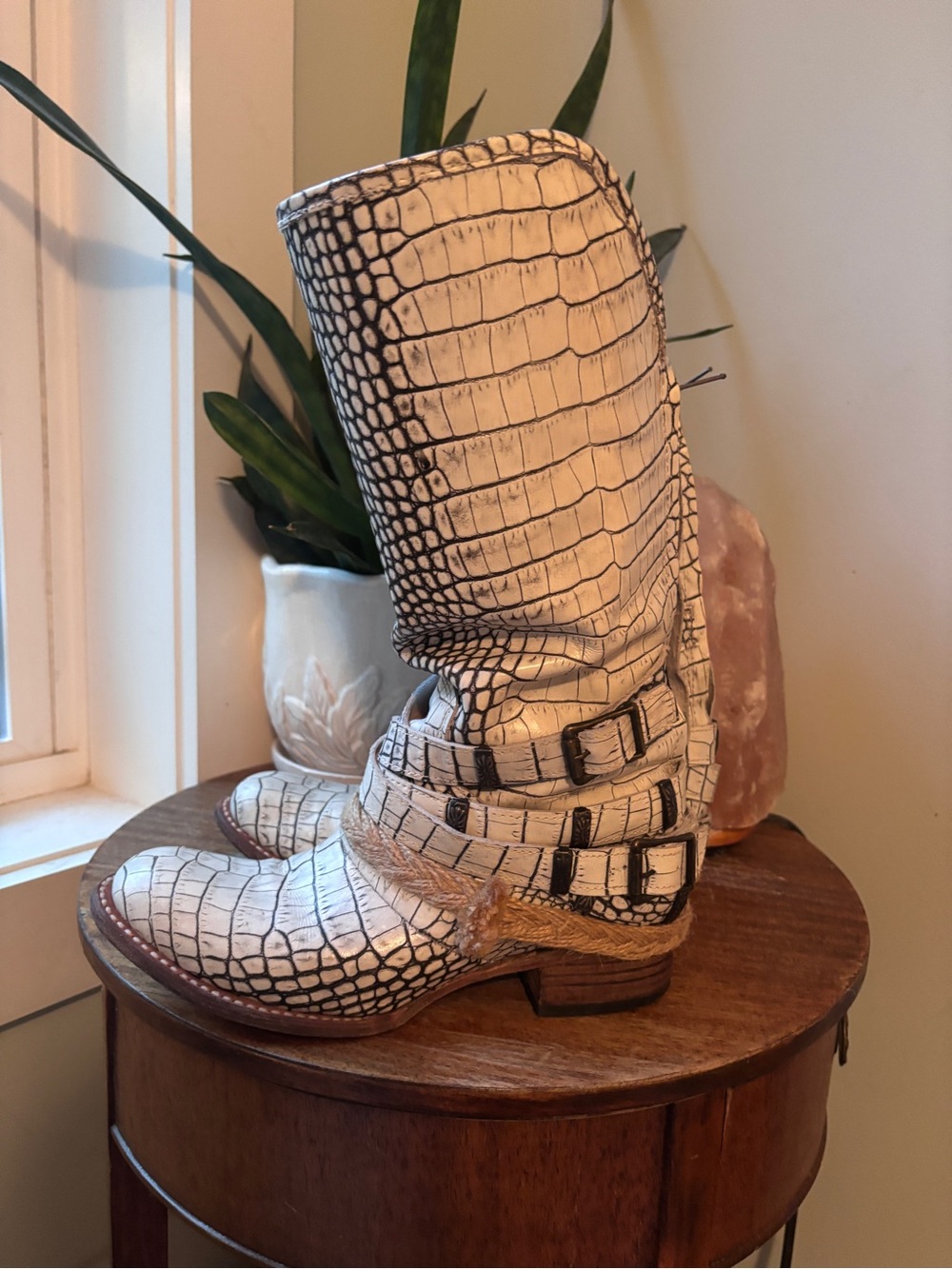 Freebird by Steven White Croc-Embossed Western Mid-Calf Boots